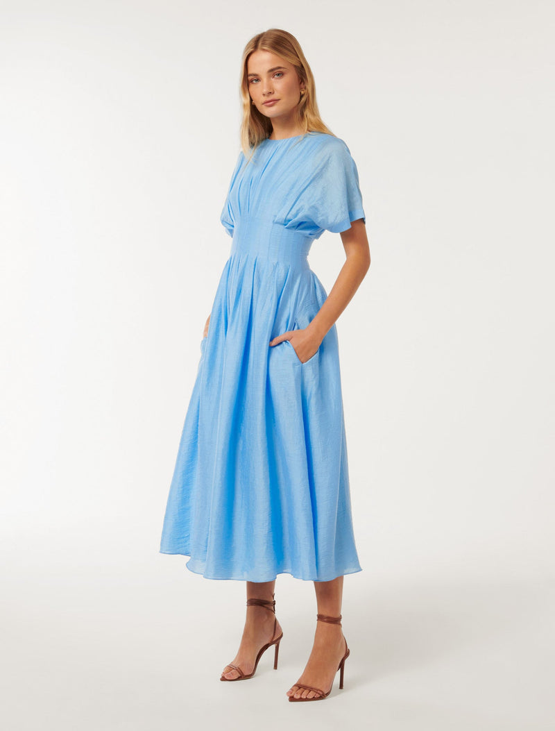 Eve Seam Detail Midi Dress Arctic Ocean | Forever New
