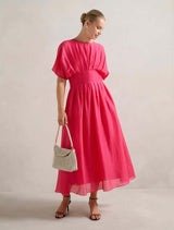Eve Seam Detail Midi Dress Bright Rose Forever New