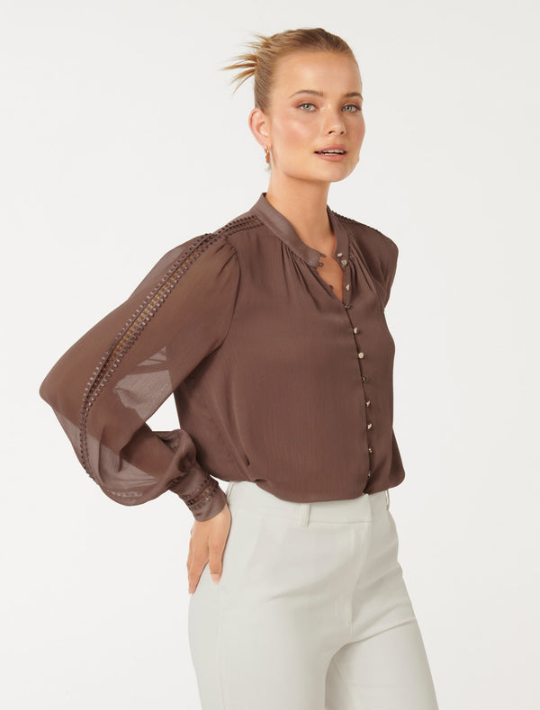 Simona Trim Sleeve Blouse Forever New