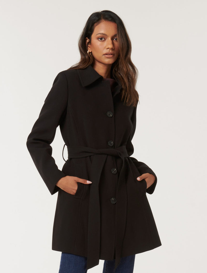 Martha Petite Trench Mac Coat Black Forever New