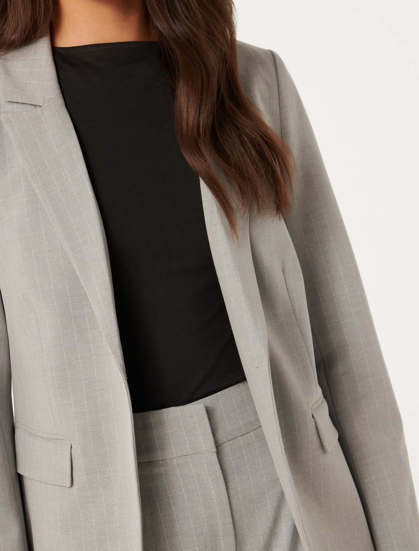 Jodie Single Breasted Blazer Grey Pinstripe Suit | Forever New
