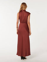 Sienna High Neck Satin Midi Dress Forever New