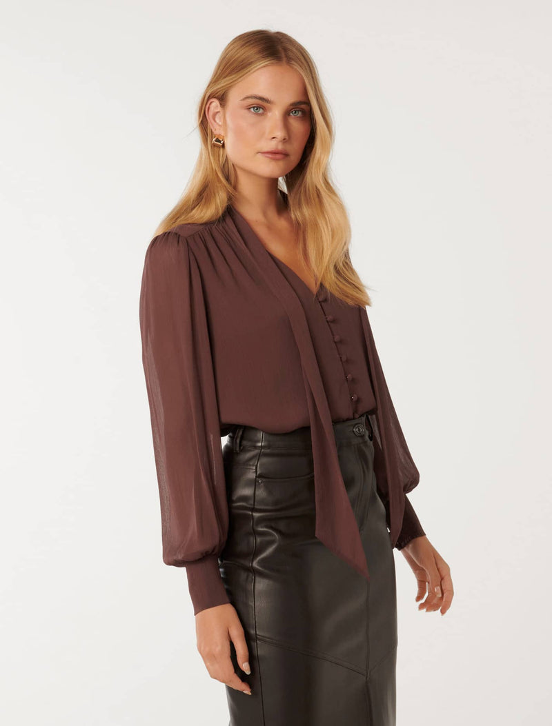 Teresa Neck Tie Blouse