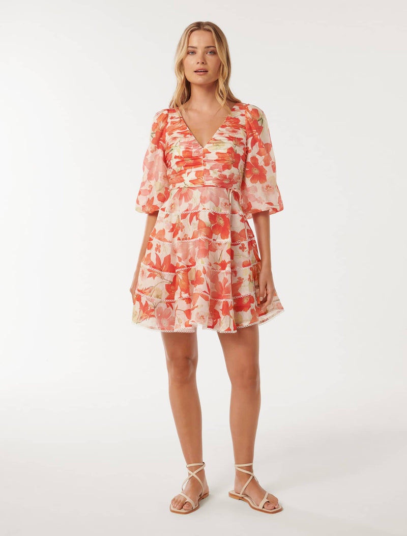 Cindy Tiered Floral Skater Dress Forever New