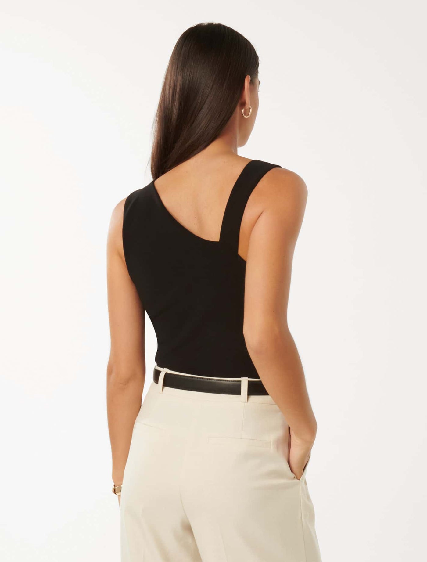 Helene Hardware Detail Crepe Tank Top Black | Forever New