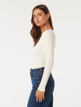 Meghan Rib Crew Neck Top Forever New