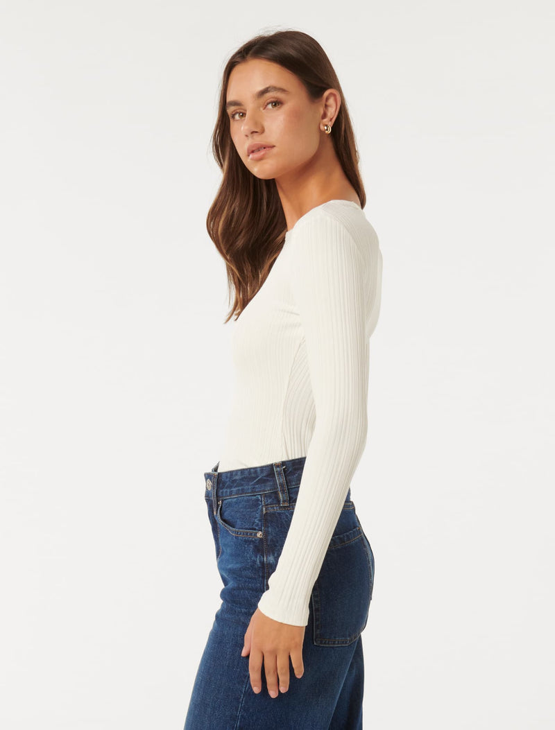 Meghan Rib Crew Neck Top Forever New