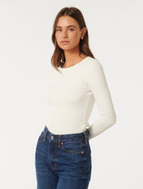 Meghan Rib Crew Neck Top Forever New
