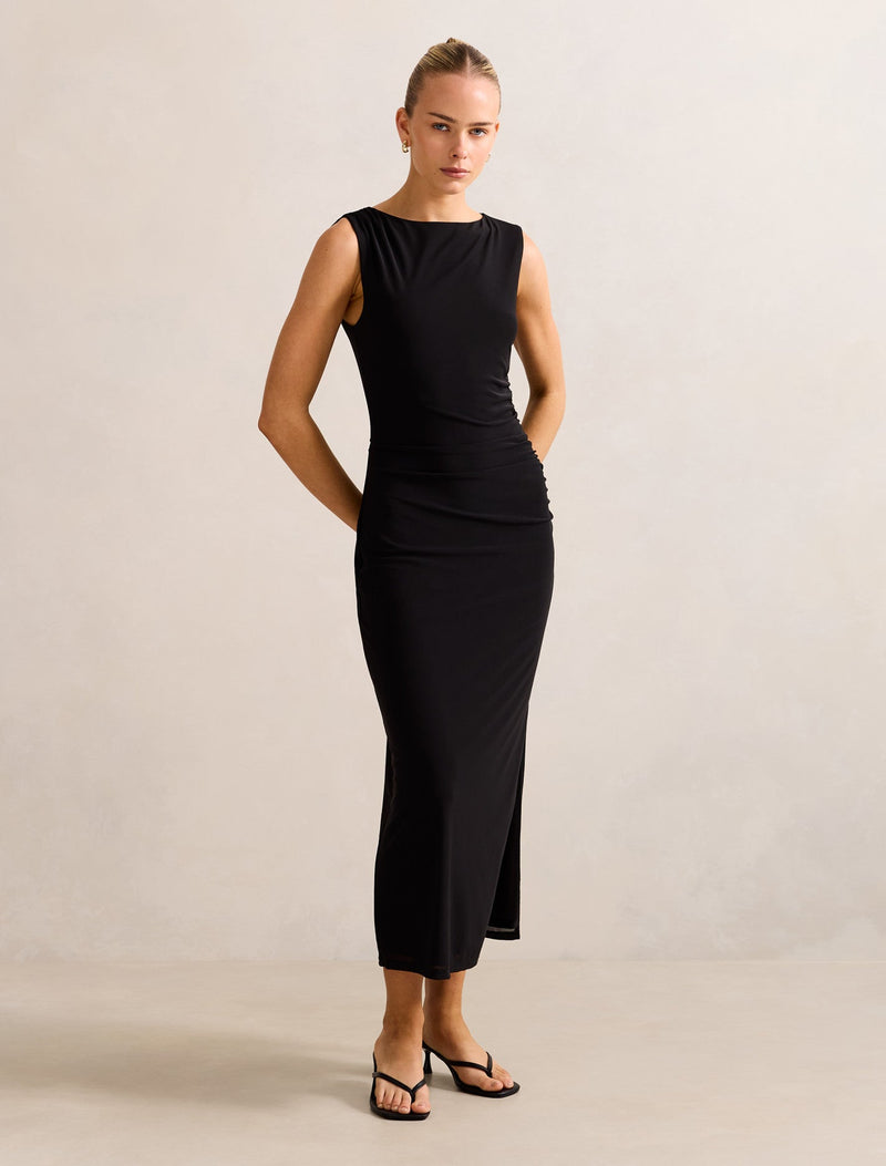 Ally Sleeveless Mesh Midi Dress Black | Forever New Ally Sleeveless Mesh Midi Dress Black | Forever New