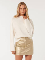 Ashlyn Vegan Leather Metallic Mini Skirt Forever New