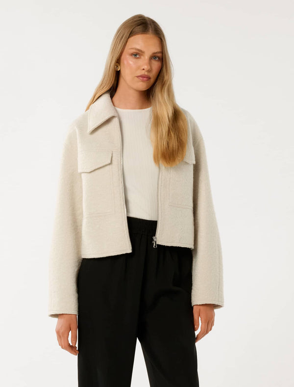 Ellie Textured Jacket Biscuit Forever New