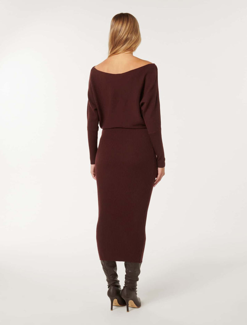 Ciara Tipped Shoulder Midi Dress Forever New