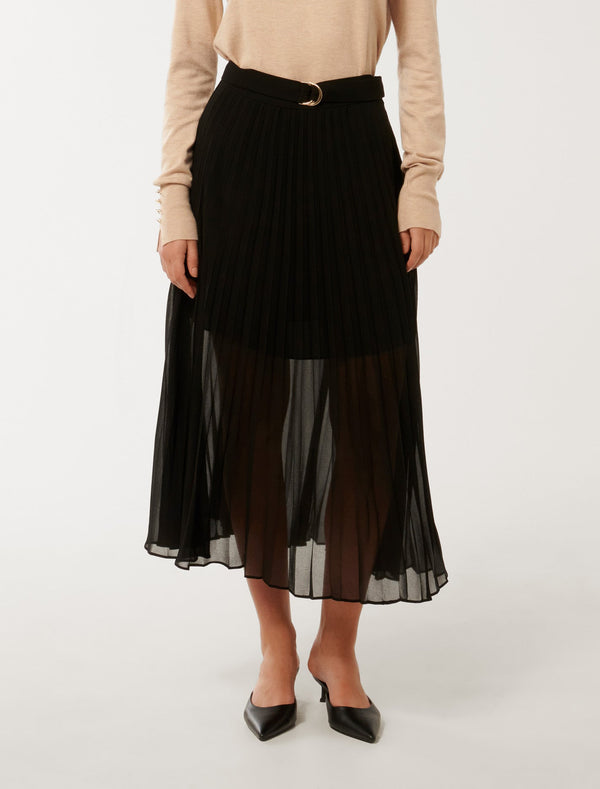 Esme Belted Pleated Skirt Forever New