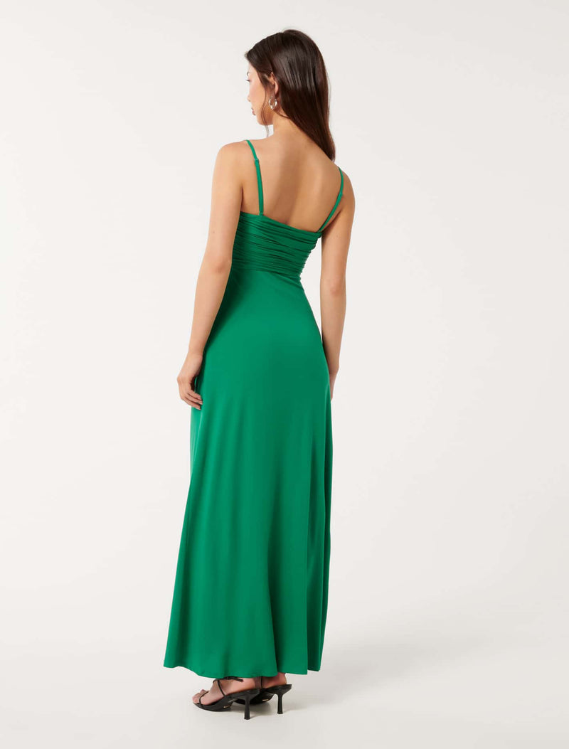 Alina Gathered Cut Out Dress Green | Forever New Alina Gathered Cut Out Dress Green | Forever New