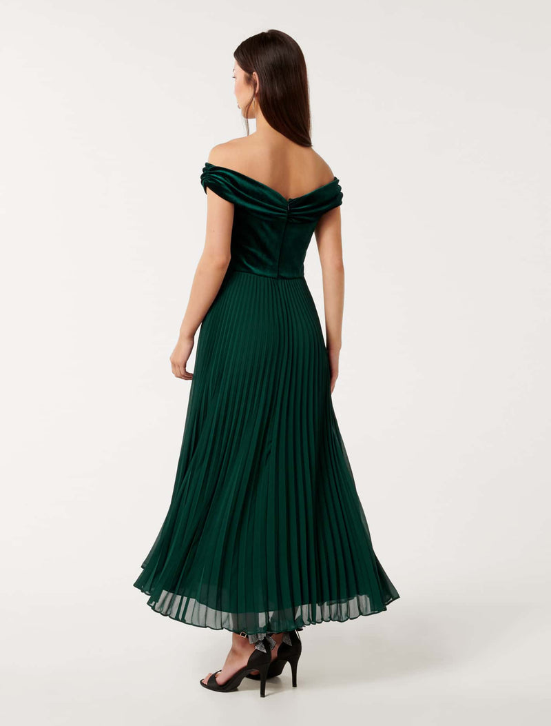 Rebecca Off Shoulder Velvet Dress Forever New