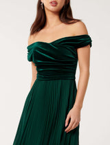 Rebecca Off Shoulder Velvet Dress Forever New