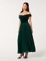 Rebecca Off Shoulder Velvet Dress Forever New