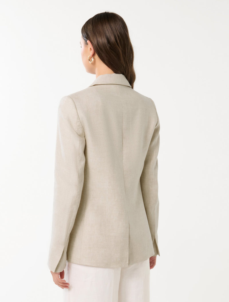 Laura Two Button Linen Blazer Natural | Forever New