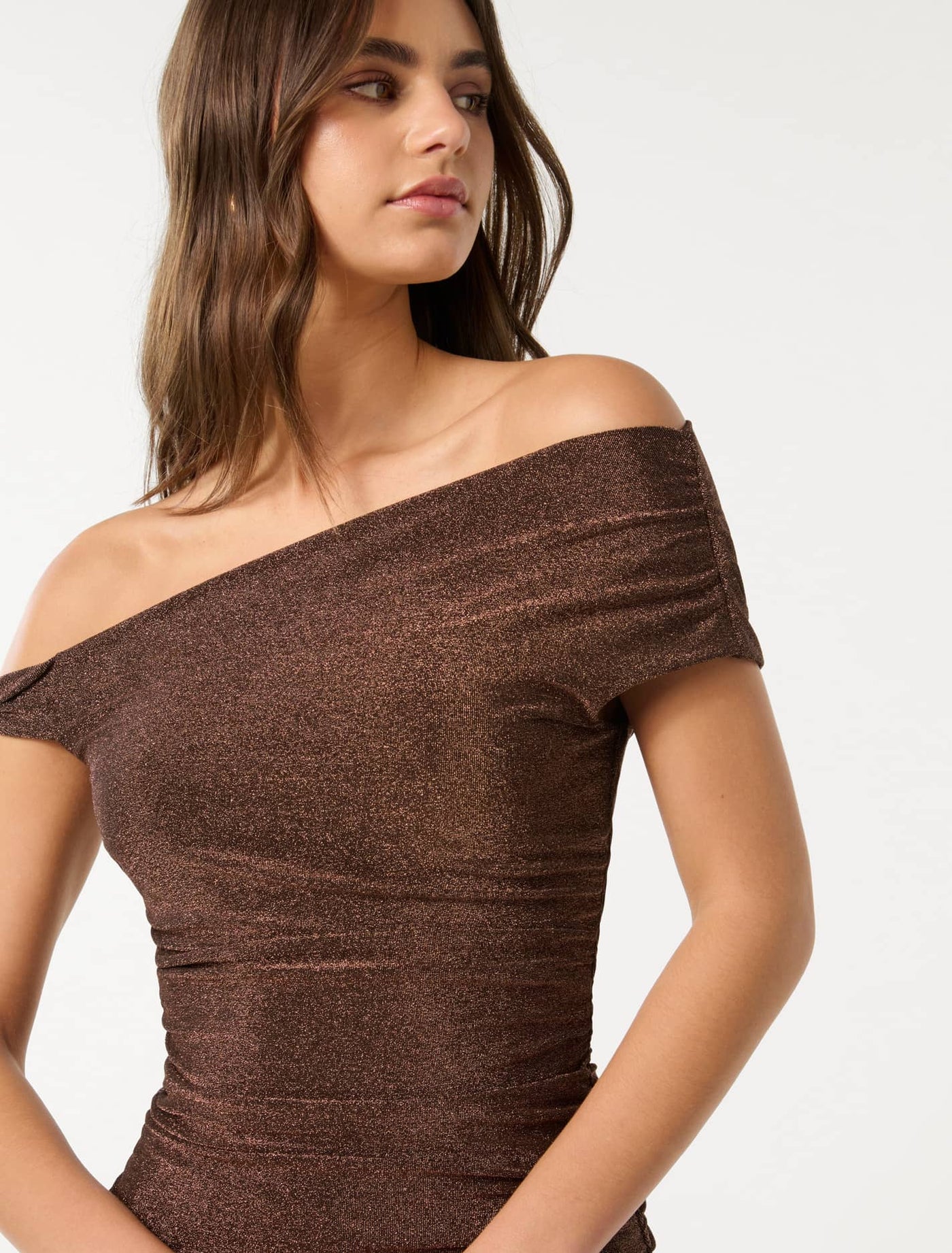 【MIAE】String off shoulder T SHENHE Women's Crop Top Asymmetrical Neck Half Sleeve Loose