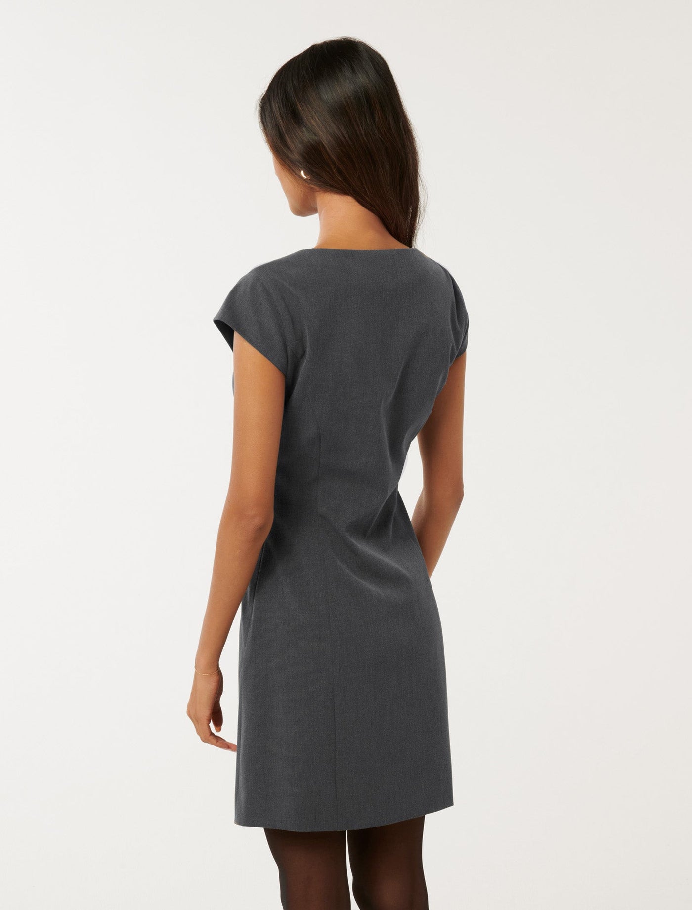 Layla Petite Cap Sleeve Mini Dress Dark Grey | Forever New