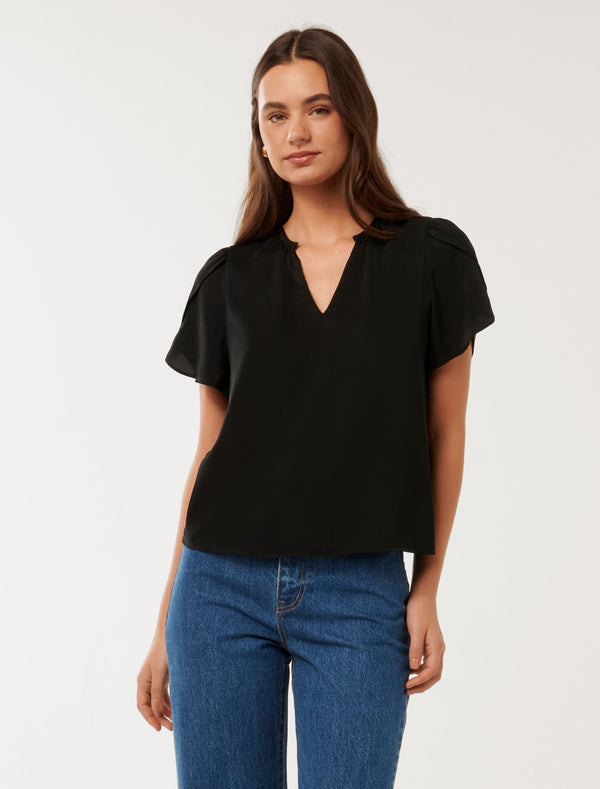 Mila Petal Sleeve Top Forever New