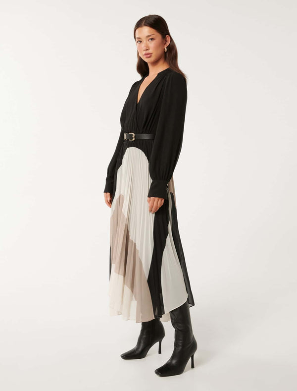 Milan Belted Pleat Midi Dress Forever New
