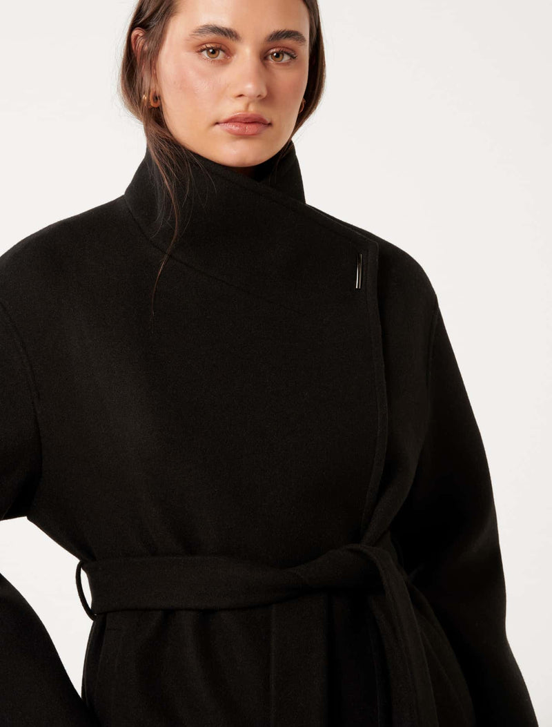 Lola Funnel Neck Wrap Coat Forever New