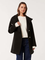 Lola Funnel Neck Wrap Coat Black Forever New