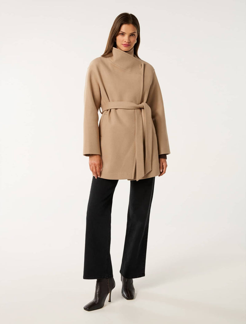 Lola Funnel Neck Wrap Coat Forever New