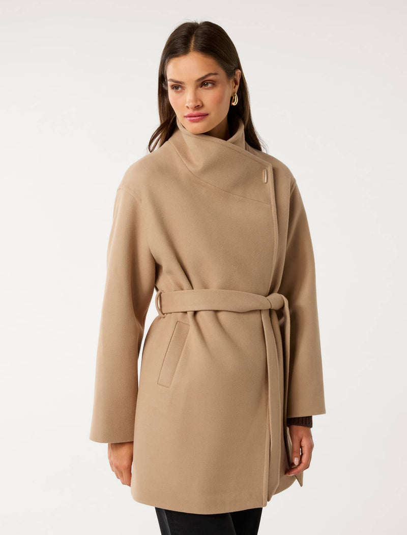 Lola Funnel Neck Wrap Coat Forever New
