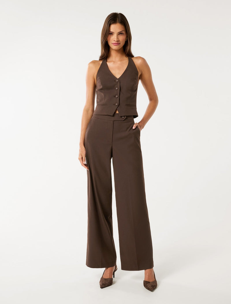 Tyla Button Tab Wide Leg Pants Forever New
