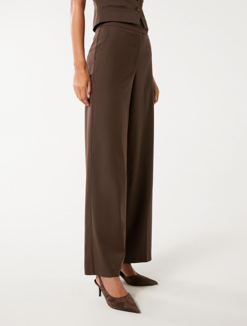 Tyla Button Tab Wide Leg Pants Forever New