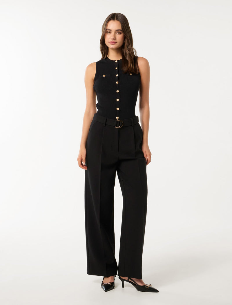 Lorena Button Through Knit Tank Top Forever New