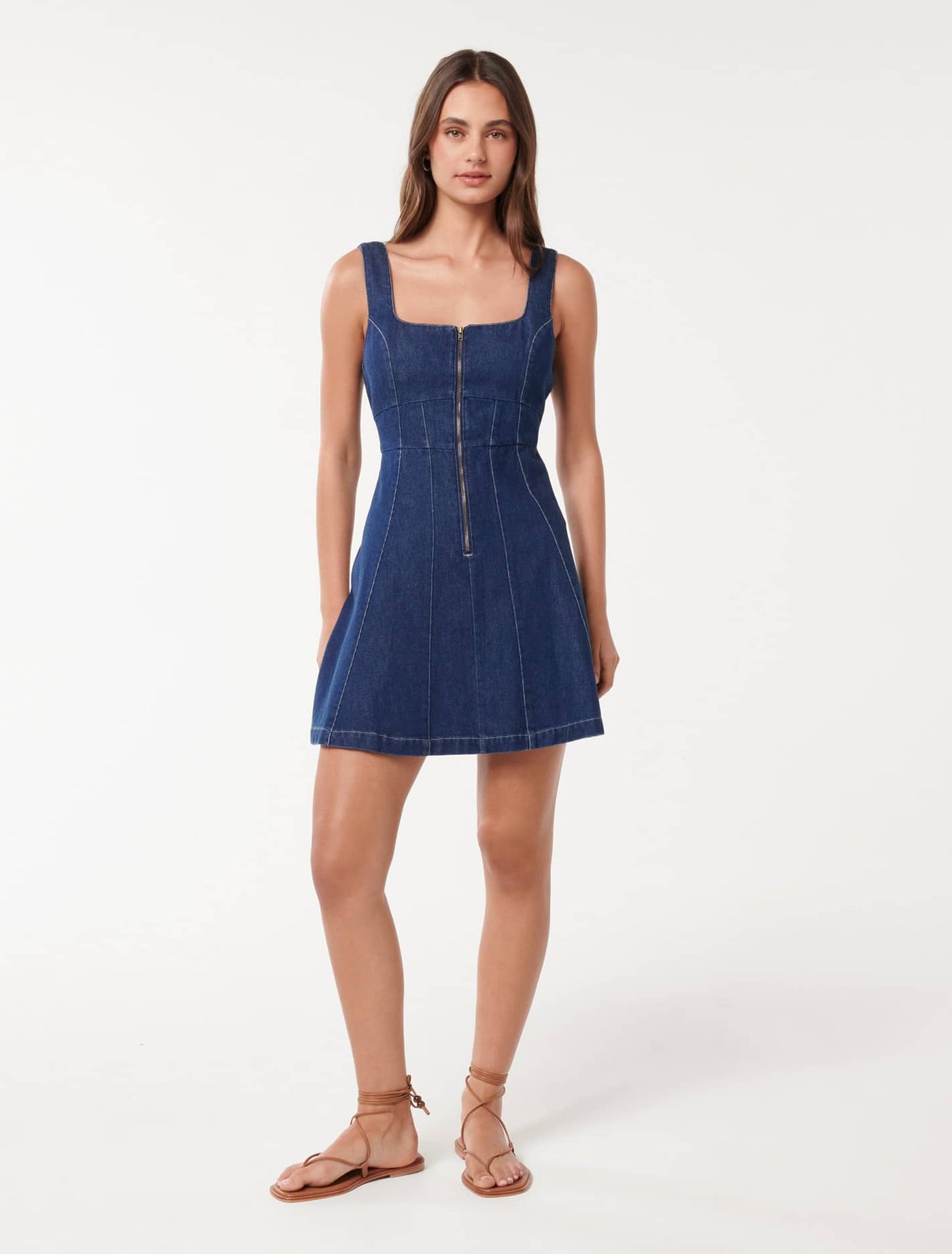 Allison Mini Denim Dress Mid Wash | Forever New