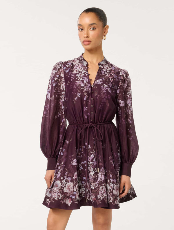 Anastasia Petite Skater Mini Dress Berry Oxley Floral Forever New