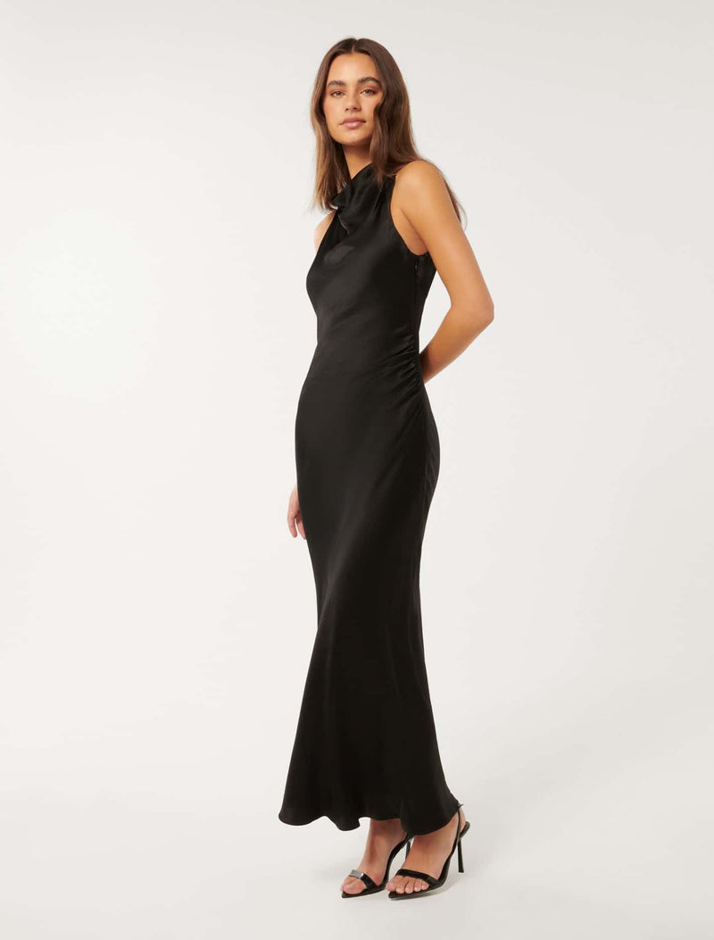 Michelle Open Back Satin Maxi Dress Forever New