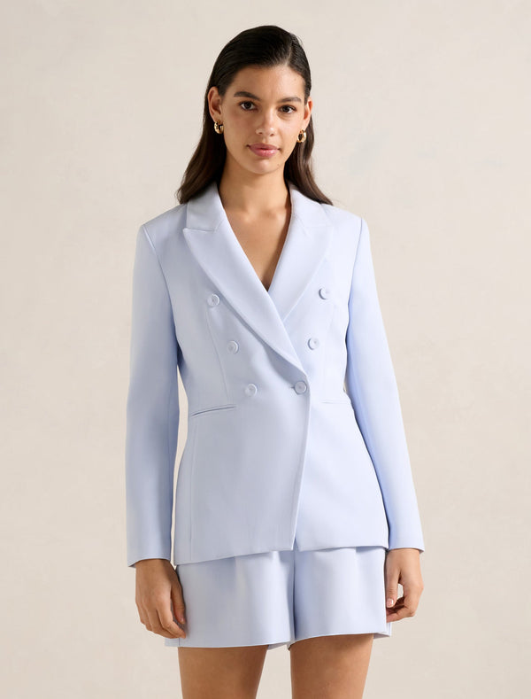 Chloe Double Breasted Blazer Cloud Blue Suit Forever New