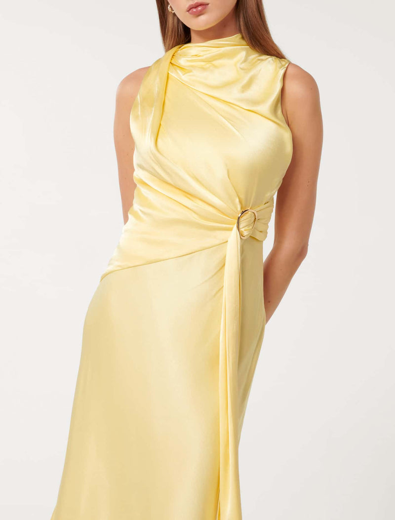 Cassie Satin Draped Midi Dress Forever New