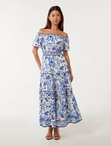 Ravenna Off Shoulder Tiered Midi Dress Forever New