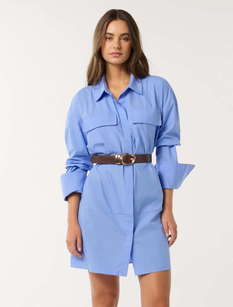 Rayne Front Pocket Cotton Shirt Dress Forever New