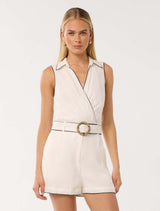 Sophia Collared Linen Playsuit Forever New