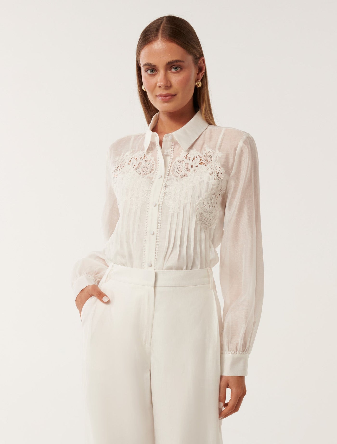 Heve two charm blouse　バニラ　タグ付き コントラストパイピング入りデニムシャツ ZW COLLECTION