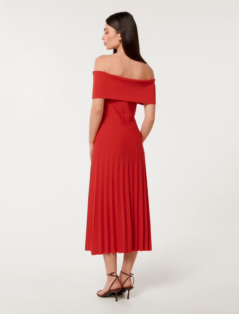 Skye Bardot Knit Midi Dress Forever New