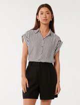 Rhea Easy Striped Shirt Navy White Forever New