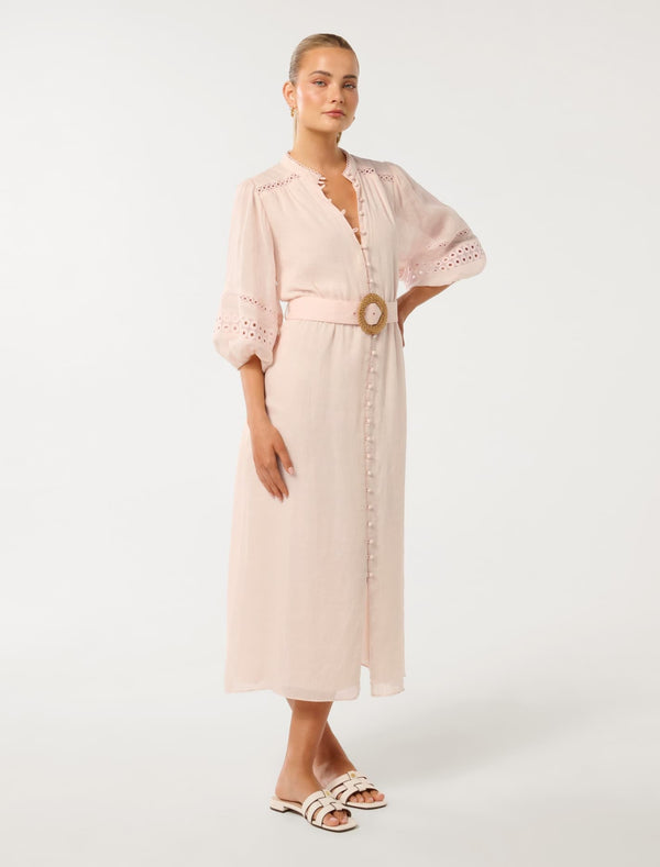 Rebecca Belted Trim Midi Dress