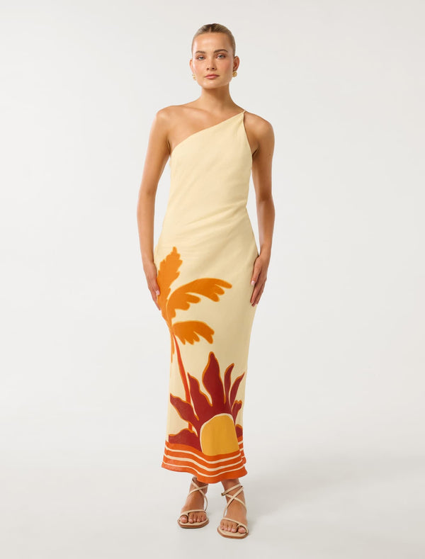 Carmen One Shoulder Beaded Midi Dress Forever New