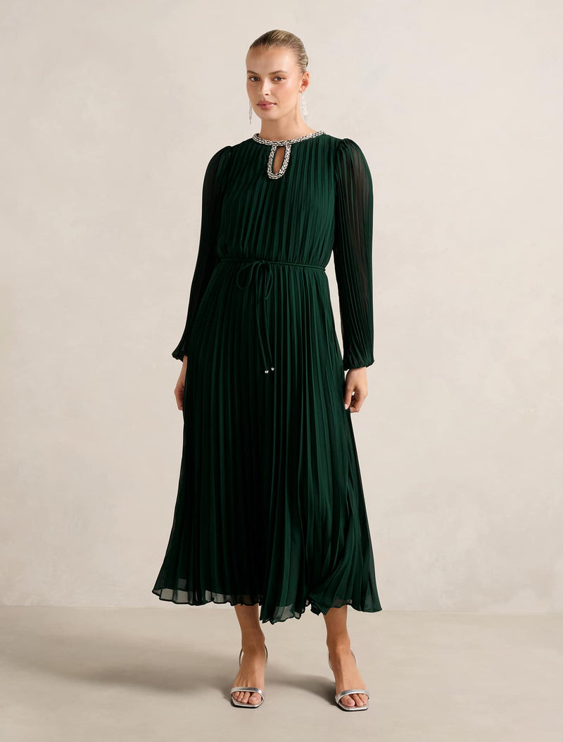 Zelda Embellished Pleat Midi Dress Forever New