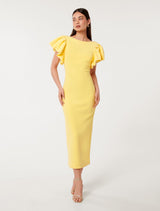 Liz Frill Sleeve Bodycon Dress Lisbon Lemon | Forever New Liz Frill Sleeve Bodycon Dress Lisbon Lemon | Forever New