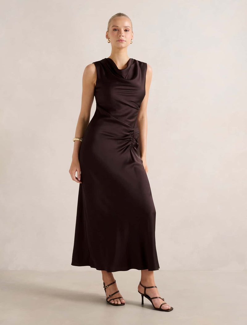 Ava Draped Satin Maxi Dress Forever New