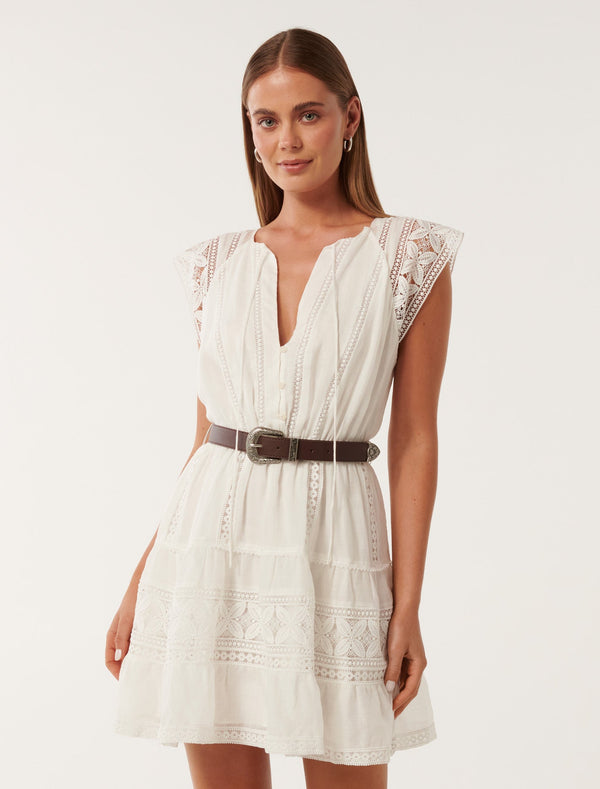 Sarah Belted Trim Mini Dress Forever New
